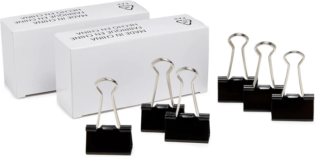 Main image of Amazon Basics Sturdy Binder Clips, Medium 1.25 Inches, Steel, Black, 24 Count (2 Pack of 12)