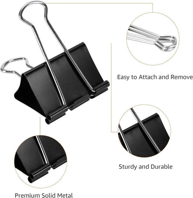 Alt view image 6 of 6 - Amazon Basics Sturdy Binder Clips, Medium 1.25 Inches, Steel, Black, 24 Count (2 Pack of 12)