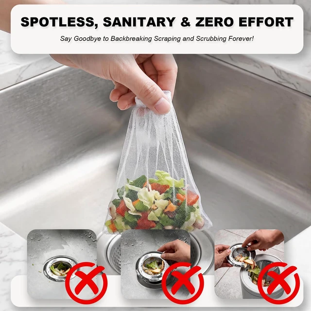 Alt view image 5 of 6 - WYIRONG 250 Pack Disposable Mesh Sink Strainer Pouches for Sourdough Drain Catcher, Kitchen and Bathroom Sink Drain Covers