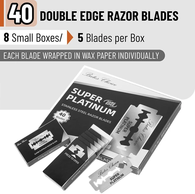 Alt view image 2 of 7 - Bates Double Edge Safety Razor Blades, 40 Pack, Stainless Steel, for Smooth Precise Clean Shave & Comfortable Grooming Experience