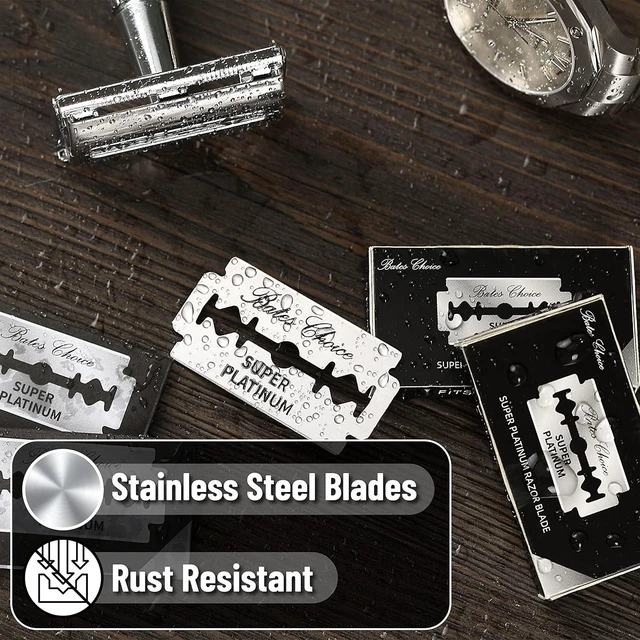 Alt view image 3 of 7 - Bates Double Edge Safety Razor Blades, 40 Pack, Stainless Steel, for Smooth Precise Clean Shave & Comfortable Grooming Experience