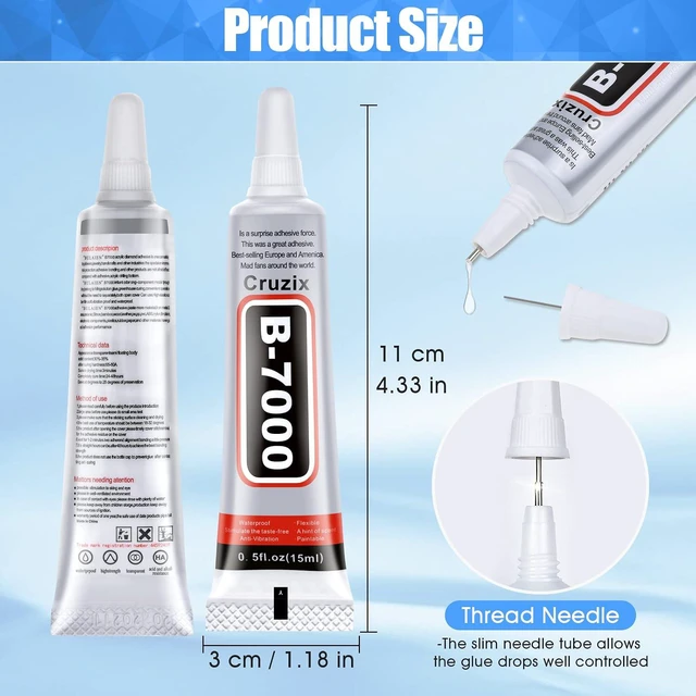 Alt view image 5 of 6 - B-7000 Clear Glue 4x15ml (0.5 oz) for Rhinestone, Jewelry, Bead, Clothes, Shoes, Fabric, Cell Phone Screen Repair, Metal, Stone, Nail Art, Glass