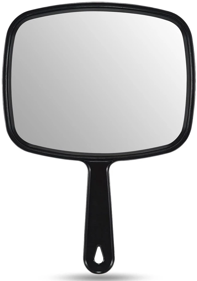 Main image of OMIRO 9.3" x 6.6" All Black Hand Mirror with Handle