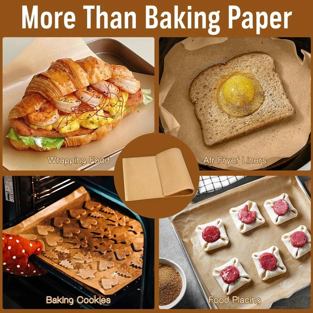 Alt view image 7 of 7 - Kovpnor 100Pcs Unbleached Parchment Paper Sheets, 9x13In Precut Non-Stick Quarter Size for Baking, Grilling, Air Fryer, Steaming, Bread, Cakes, Cookies