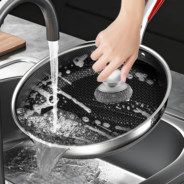Alt view image 7 of 7 - Stainless Steel Wool Scrubber with 2 Replacement Pads - Clean Metal Pans, Pots, Grills & More