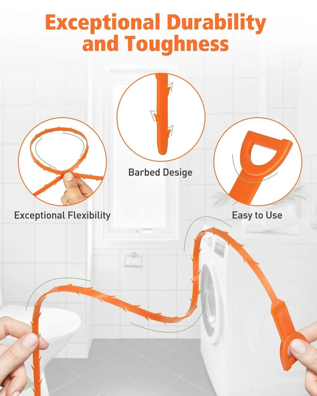 Alt view image 4 of 7 - Drain Hair Remover, 25-Inch Plumbing Snake, 6 Pack for Shower and Sink Drains