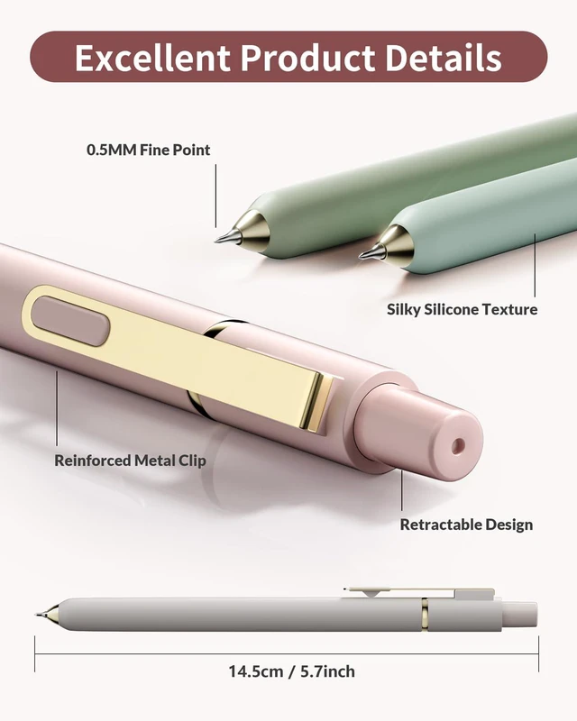Alt view image 3 of 6 - SUNEE Gel Pens, 6 Pack, 0.5mm Fine Point, Quick-Dry Black Ink, Cute Aesthetic School Office Note-Taking Journaling Pens, Morandi
