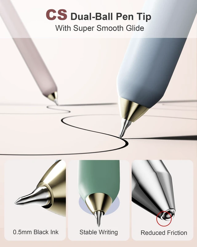 Alt view image 2 of 6 - SUNEE Gel Pens, 6 Pack, 0.5mm Fine Point, Quick-Dry Black Ink, Cute Aesthetic School Office Note-Taking Journaling Pens, Morandi