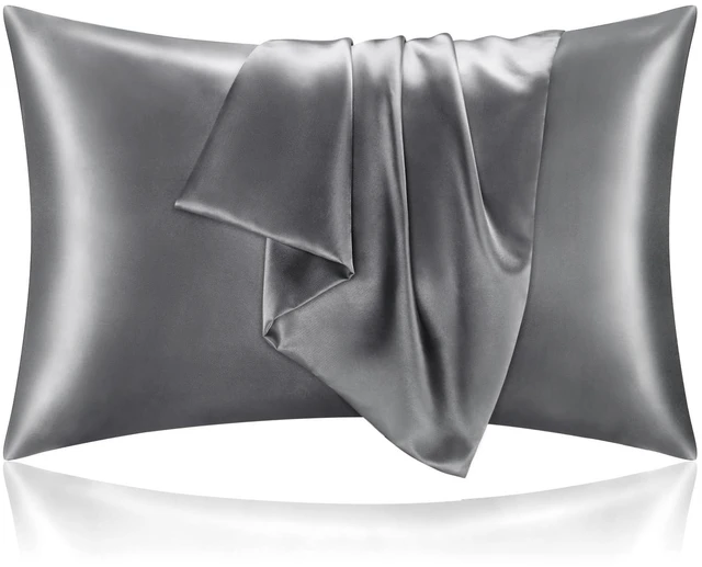 Main image of BEDELITE Satin Pillowcases Queen Size 20x30 Inches Dark Grey Set of 2