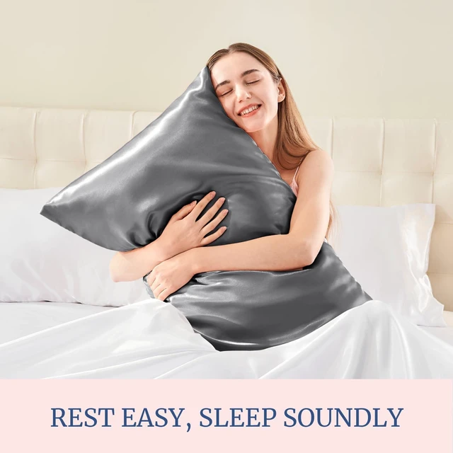 Alt view image 6 of 6 - BEDELITE Satin Pillowcases Queen Size 20x30 Inches Dark Grey Set of 2