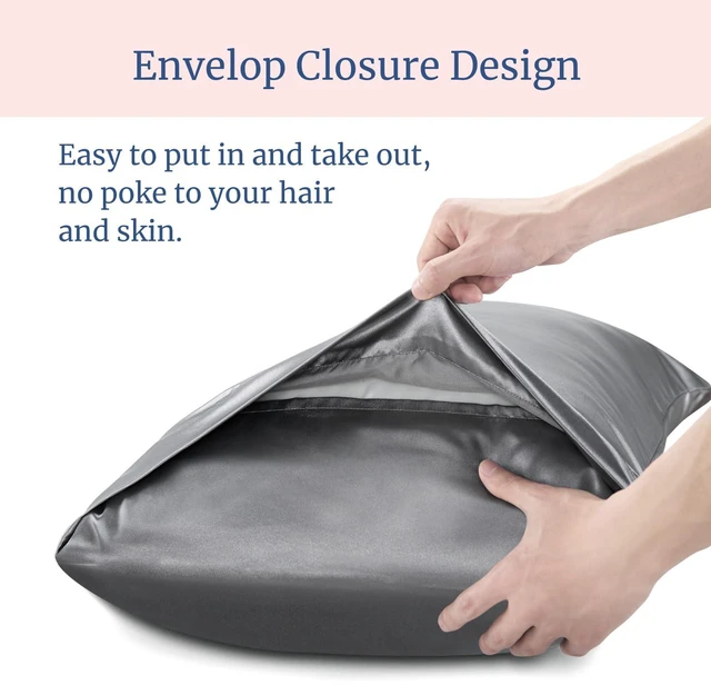 Alt view image 3 of 6 - BEDELITE Satin Pillowcases Queen Size 20x30 Inches Dark Grey Set of 2