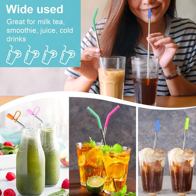 Alt view image 5 of 7 - Reusable Stainless Steel Straws Set 6PCS with 6 Silicone Tips, 2 Straw Brushes, 1 Storage Case, Suitable for 14oz, 20oz, 30oz Cups & Tumblers, for Hot/Cold Drinks