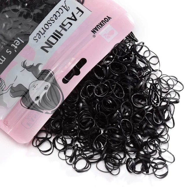 Main image of Youxuan 1000-Pack Non-slip Elastic Hair Ties for Girls, Black