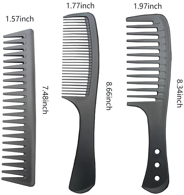 Alt view image 3 of 4 - Professional Comb Set Black 6 Piece Carbon Fiber Anti Static Heat Resistant Fine and Wide Tooth Combs for Men and Women Parting Teasing Hair Styling