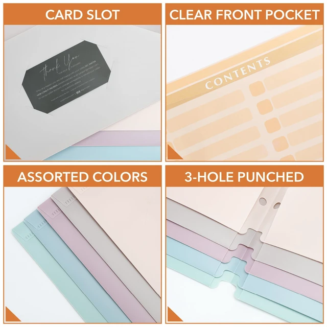 Alt view image 5 of 7 - Mr. Pen 3 Hole Plastic Folders with 2 Pockets and Clear Front Pocket, 5pcs