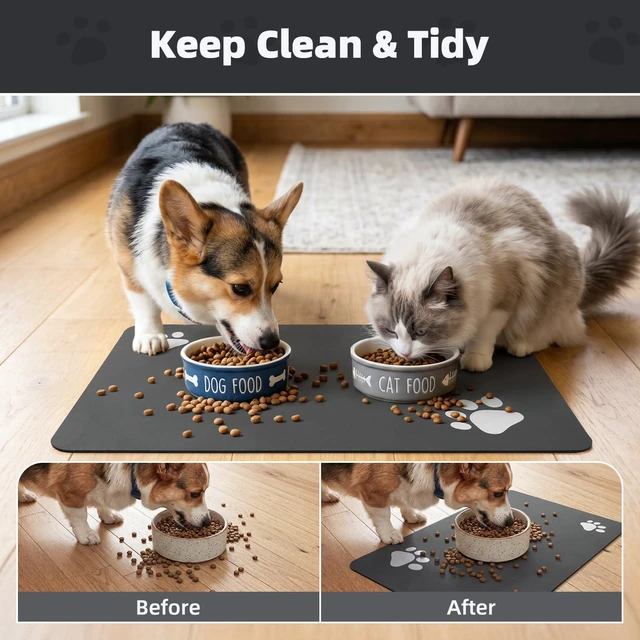 Alt view image 5 of 6 - PADOOR Pet Feeding Mat Absorbent for Food and Water Bowl No Stains Easy Clean Quick Dry Dog Supplies