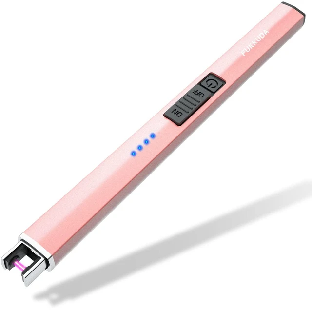 Main image of FUKKUDA Electric Candle Lighter with Safety Switch, USB Rechargeable Windproof Flameless Plasma Arc, Rose Gold