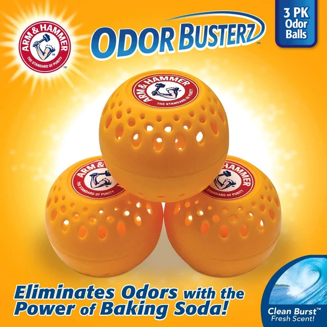 Alt view image 2 of 5 - Arm & Hammer OdorBusterz Odor Eliminator Balls, Clean Burst, 3 Count, Baking Soda Odor Control for Closets, Drawers, Hampers & Small Spaces