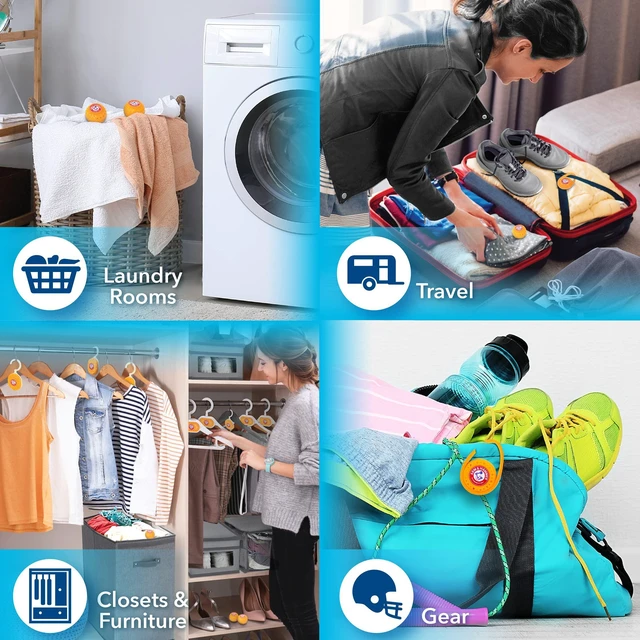 Alt view image 3 of 5 - Arm & Hammer OdorBusterz Odor Eliminator Balls, Clean Burst, 3 Count, Baking Soda Odor Control for Closets, Drawers, Hampers & Small Spaces