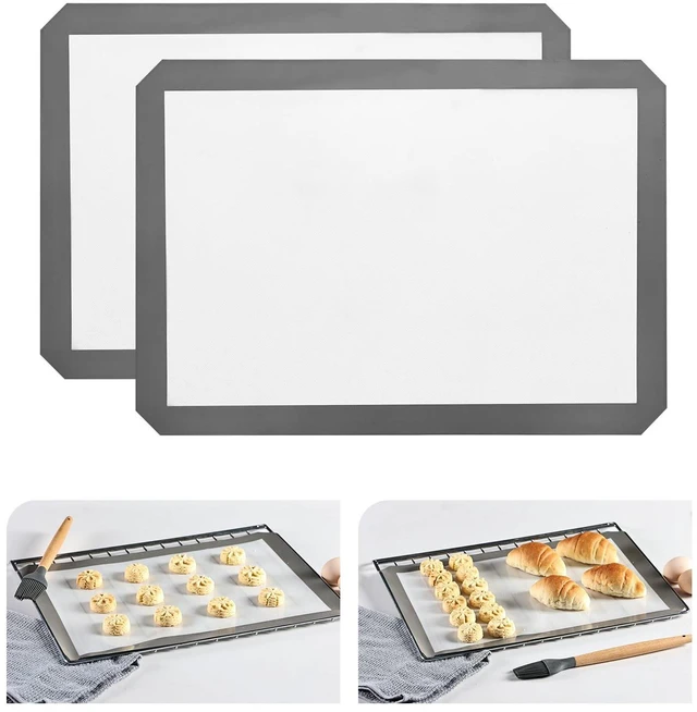 Main image of KitchenRaku 16.5"x11.6" Non-Stick Reusable Silicone Baking Mat, BPA Free, Set of 2 for Cookies, Macarons, Bread & Pastry