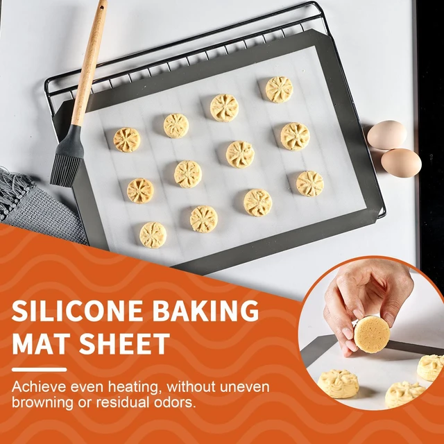 Alt view image 5 of 6 - KitchenRaku 16.5"x11.6" Non-Stick Reusable Silicone Baking Mat, BPA Free, Set of 2 for Cookies, Macarons, Bread & Pastry