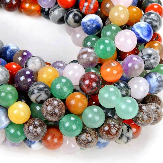 Main image of Zenkeeper Natural Gemstone Beads 8mm Mixed Assorted Color Loose Stone Beads for Jewelry Making