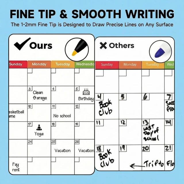 Alt view image 6 of 7 - Magnetic Dry Erase Markers, Fine Tip, Low Odor, 12 Colors, with Eraser Cap