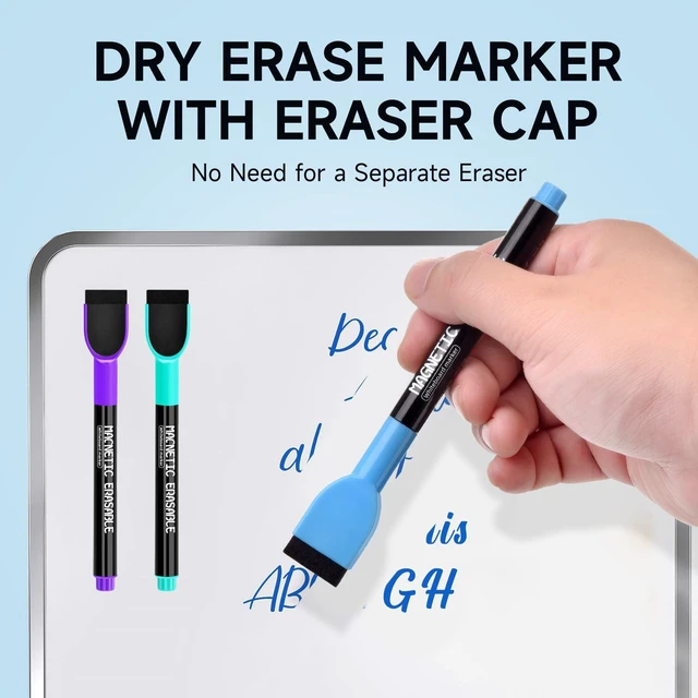 Alt view image 5 of 7 - Magnetic Dry Erase Markers, Fine Tip, Low Odor, 12 Colors, with Eraser Cap