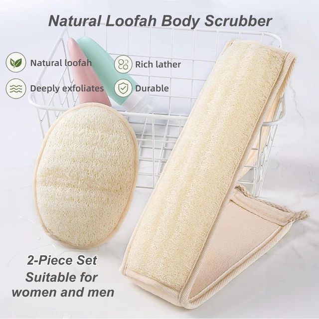 Alt view image 7 of 7 - Natural Loofah Exfoliating Body Scrubber, 2-Piece Bath Set