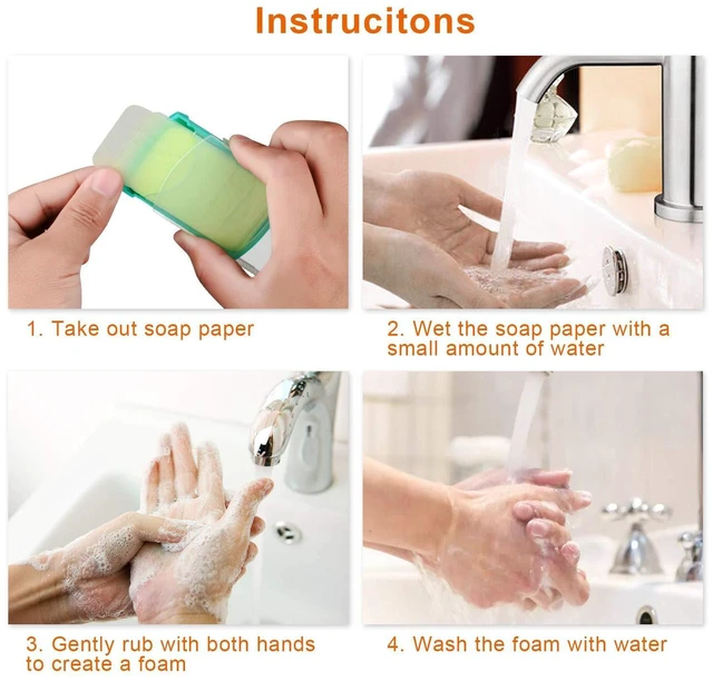 Alt view image 3 of 4 - HongyiTime 2 Boxes (100 Sheets) Hand Washing Soap Sheets for Outdoor Travel, Camping, Hiking, BBQ, Party, School, Girls