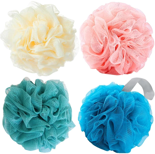 Main image of Luffa Loofah Sponge 50g, Exfoliating Mesh Pouf, 4 Colors, Shower Bath Sponge for Body Wash, Back Scrubber, Soft Cleaning Tool