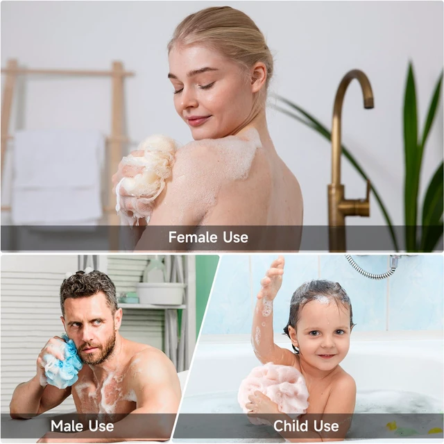 Alt view image 3 of 7 - Luffa Loofah Sponge 50g, Exfoliating Mesh Pouf, 4 Colors, Shower Bath Sponge for Body Wash, Back Scrubber, Soft Cleaning Tool