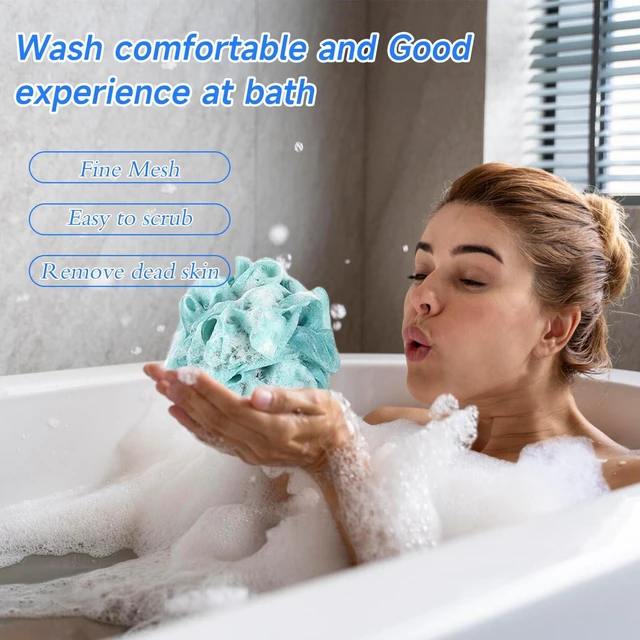 Alt view image 7 of 7 - Luffa Loofah Sponge 50g, Exfoliating Mesh Pouf, 4 Colors, Shower Bath Sponge for Body Wash, Back Scrubber, Soft Cleaning Tool