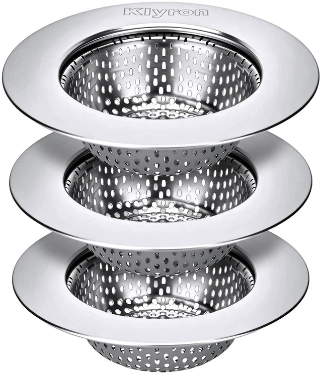 Main image of 3-Pack Stainless Steel Kitchen Sink Strainer 2026 Deep Basket Drain Filter, Rust-Proof Food Catcher, Smooth Edge, Fits 3.5" Drain, 4.5" OD, Anti-Clog, Dishwasher Safe