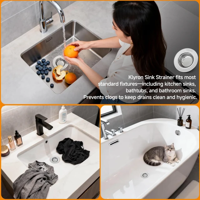 Alt view image 5 of 6 - 3-Pack Stainless Steel Kitchen Sink Strainer 2026 Deep Basket Drain Filter, Rust-Proof Food Catcher, Smooth Edge, Fits 3.5" Drain, 4.5" OD, Anti-Clog, Dishwasher Safe