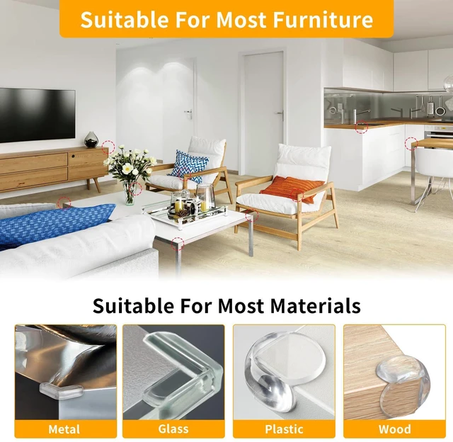 Alt view image 2 of 7 - Rindion 40 Pack Corner Protector for Baby, 2 Shapes Clear Table Corner Covers, Baby Proof Guards for Edges & Sharp Corners
