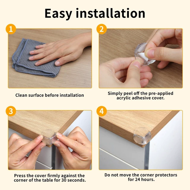 Alt view image 6 of 7 - Rindion 40 Pack Corner Protector for Baby, 2 Shapes Clear Table Corner Covers, Baby Proof Guards for Edges & Sharp Corners