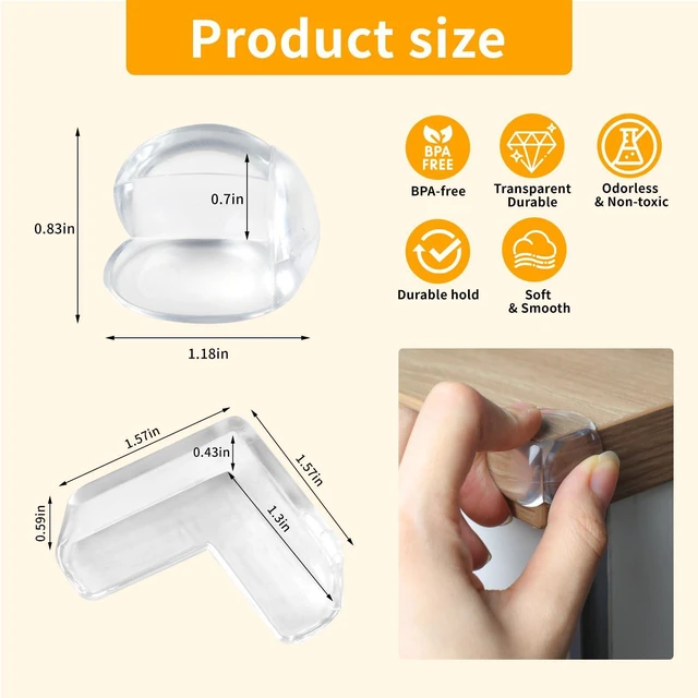 Alt view image 3 of 7 - Rindion 40 Pack Corner Protector for Baby, 2 Shapes Clear Table Corner Covers, Baby Proof Guards for Edges & Sharp Corners