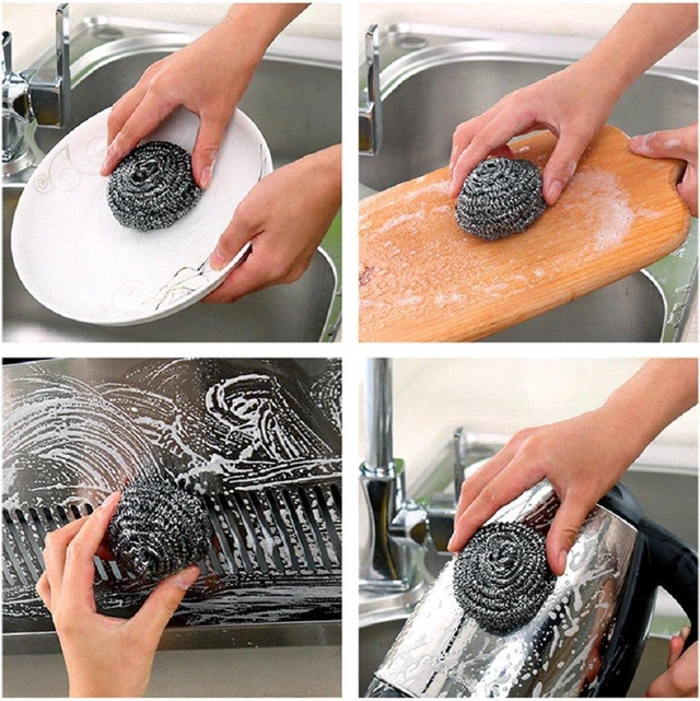 Alt view image 5 of 6 - KTOJOY 6-Pack Stainless Steel Wool Scouring Pads