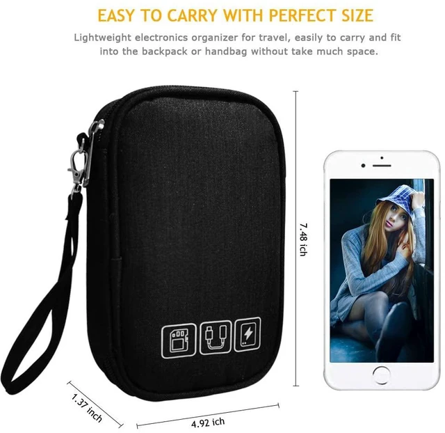 Alt view image 3 of 7 - Electronic Organizer Bag - Travel Cord Case for Charger, Hard Drive, Earphone, USB, SD Card (Black)
