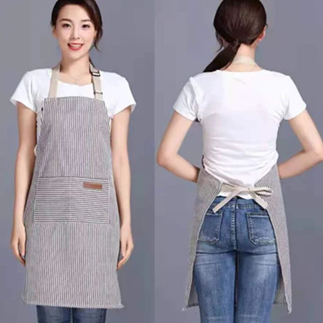 Alt view image 6 of 7 - RUIBOLU Adjustable Bib Apron with 2 Pockets, Cotton Kitchen Apron for Women Men Chef Restaurant BBQ Painting