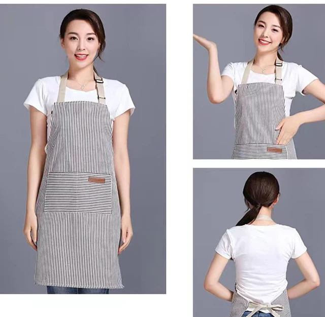 Alt view image 5 of 7 - RUIBOLU Adjustable Bib Apron with 2 Pockets, Cotton Kitchen Apron for Women Men Chef Restaurant BBQ Painting