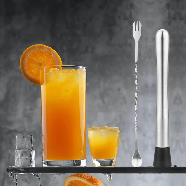 Alt view image 5 of 7 - Tifanso 10" Stainless Steel Cocktail Muddler and Mixing Spoon (2-Pack)