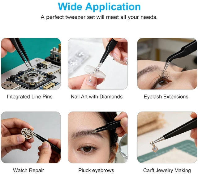 Alt view image 3 of 7 - 3Pcs Precision Tweezers Set, Upgraded High-End ESD Anti-Static for Craft