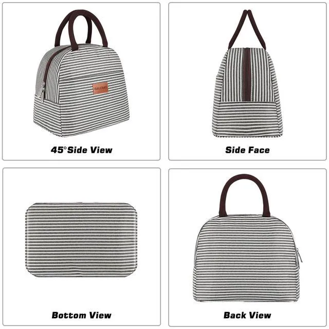 Alt view image 2 of 6 - BALORAY Lunch Bag M (Black White Stripes)