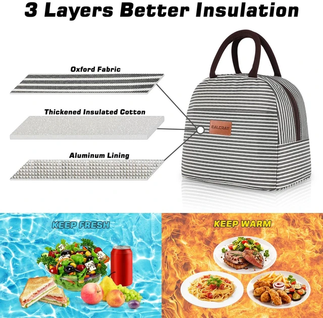 Alt view image 6 of 6 - BALORAY Lunch Bag M (Black White Stripes)