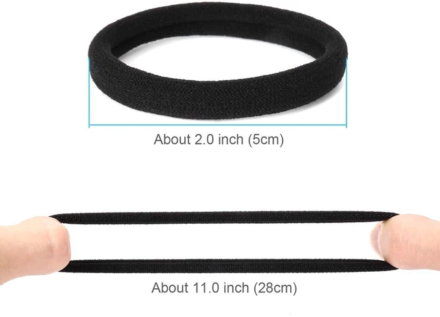 Alt view image 3 of 5 - Qarwayoc 50PCS Black Cotton Seamless Hair Ties for Women, Elastic Ponytail Holders, 2Inch Diameter, No Damage for Thick Hair