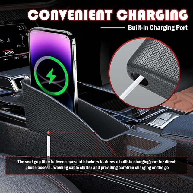Alt view image 6 of 7 - 2PCS Short Car Seat Gap Filler Organizer with Seat Belt Holes, Anti-Dropout, Fills Console Gaps, Universal Car Seat Gap Plug with Storage Slot for Car Storage