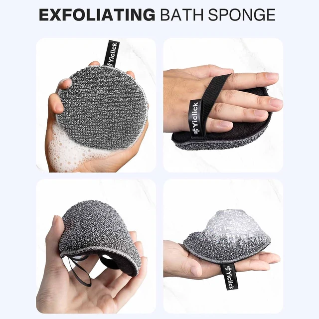Alt view image 4 of 6 - Yiclick Exfoliating Body Scrubber 2 Pack, Loofah with Handle, Dead Skin Exfoliator for Shower Bath, for Men and Women