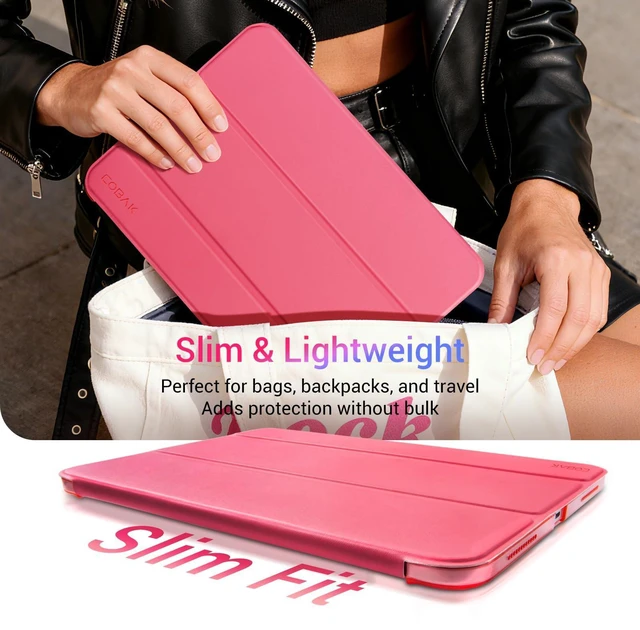 Alt view image 3 of 6 - CoBak Slim Stand Case for iPad (A16) 11th Generation 11 Inch 2025 / iPad 10th Generation 10.9 Inch 2022, Hard PC Translucent Back Shell, Support Touch ID, Raspberry